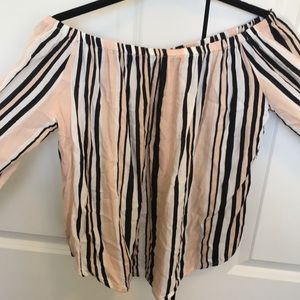 Striped off the shoulder long sleeve